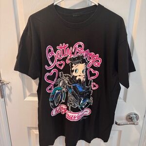 VTG Betty Boop Hog Heaven Motorcycle Betty Retro Graphic Tee Size L